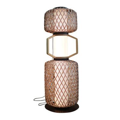 China Decorative Rattan Standing Lamp 3500K CCT For Hotel Residential for sale