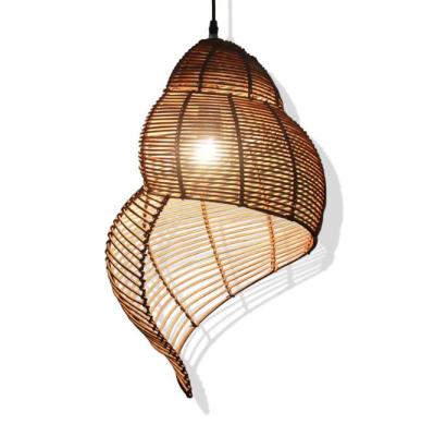 China Southeast Asia field snail design rattan chandelier pendant lamp for sale