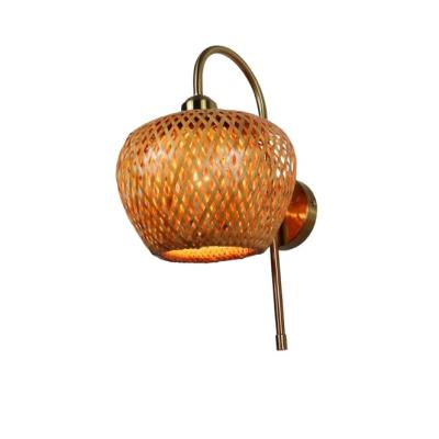 China E27 LED Woven Bamboo Wall Lamp Sconce 3500K For Bedroom Bathroom for sale
