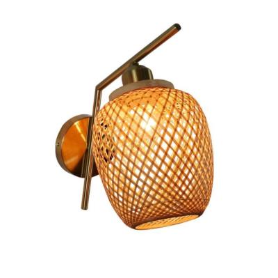 China Natural Modern Rattan Wall Lights , 3500K Warm White Bamboo Wall Sconce for sale