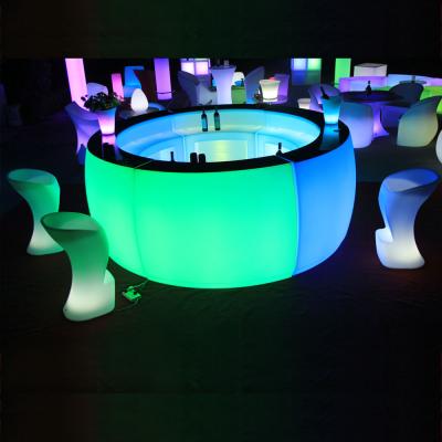 Китай Rechargeable PE plastic round led night club bar counter продается