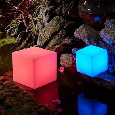 China Remote Control LED Cube Night Light Illuminated Rgb Color Changing Battery Rechargeable for sale