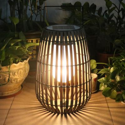 China Customized Solar Rattan Garden Lanterns Portable With Handle for sale