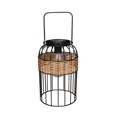China Small Portable Rattan Woven Solar Lights For Balcony Table Atmosphere for sale