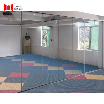 China Customized Mirror Surface Glass Movable Wall Partition For School Dance Room for sale