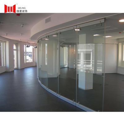 China 36mm Tempered Frameless Glass Office Partition Wall Collapsible for sale