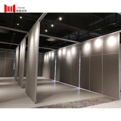 China Grey 65mm Wooden Movable Partition Wall 6063-T6 Aluminum Frame for sale