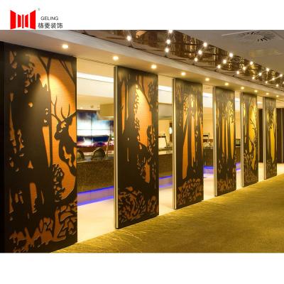 China Luxury MDF Board 65mm Sliding Soundproof Wall Divider Panels For Hotel for sale