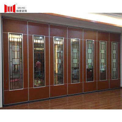 China Geling Wood And Glass Office Partitions 3 Meters Sliding Partition Glass Doors for sale