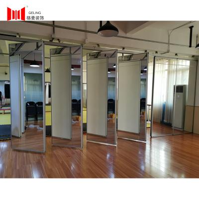 China Dance Room Mirror Glass Movable Wall 12mm Glass Partition Acoustic for sale