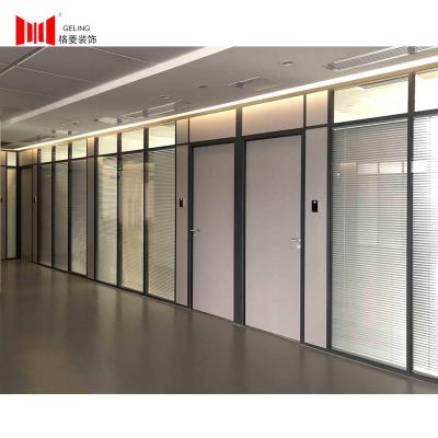 China Gold Bronze Frame Aluminum Glass Partition Wall No Rust Glazed Office Partitions for sale