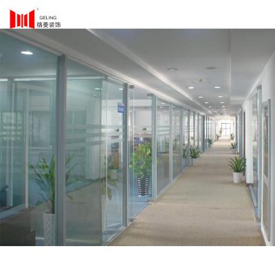 China Tempered 12mm Glass Office Partition Wall Panels With Door Removable for sale