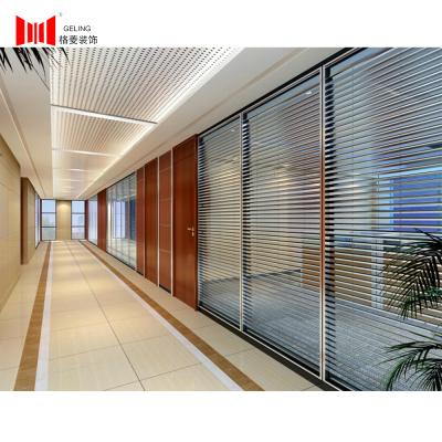 China 6063 Aluminum Frame Modular Office Partition Walls With Blind for sale