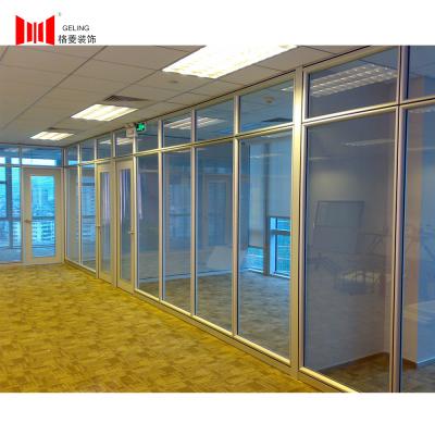 China Fixed Aluminum Single Tempered Glass Partition Wall Curved Shape for sale