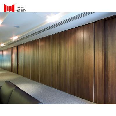 China Soundproof Sliding Acoustic Movable Partition Wall Wood Grain Color for sale