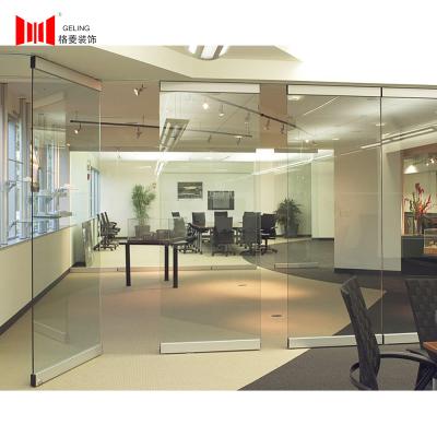 China Frameless Clear Tempered Glass Movable Wall Exterior Partition 36mm Thickness for sale
