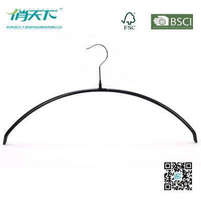China Arc Shape Black Color PVC Metal Hanger For Shirt for sale