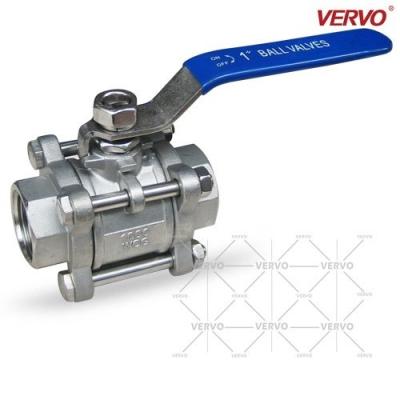 China DN25 3pcs Ball Valve 1 Inch 1000wog Fnpt Cf8 DN25 Floating Type Ball Valve Three Piece Ball Side Entry Type for sale