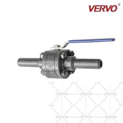 China DN25 Three Piece Ball Valve With Nipple End Forged Steel Soft Seal PEEK Ball Valve Floating Type Carbon Steel Side Entry for sale