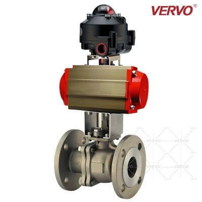 China 6 Inch Flanged Pneumatic Actuated Ball Valve API 6D 2 Piece Side Entry Ball Valve for sale