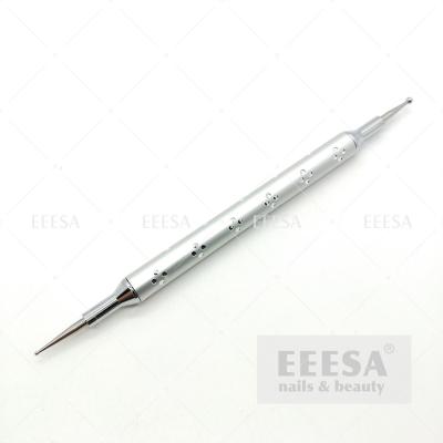 China Beautiful Silver Nail Art Dotting Pen With Engraved Pattern Handle for sale