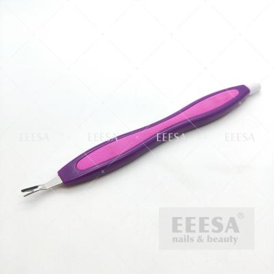 China In Stock Double Ends Nail Cuticle Remover Pen Fork Silicone Tool for sale
