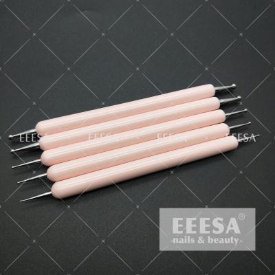 China Wooden Handle Hot Baby Pink Beauty Dotting Tools Nail Art Pen ES80 for sale