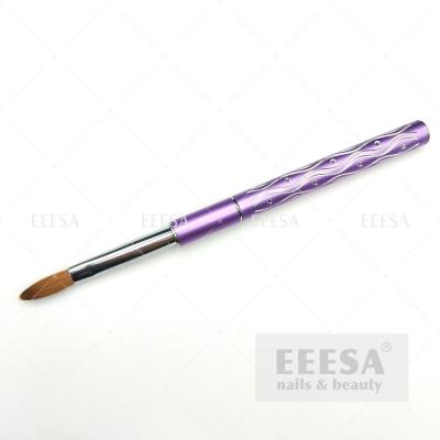 China Luxury Shining Engrave Wave Purple Aluminum Handle Kolinsky Acrylic Nail Brush for sale