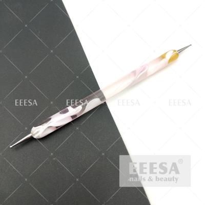 China Two-Way Pink Marbleizing Painting Nail Dotting Pen And Striping Stick Tool for sale