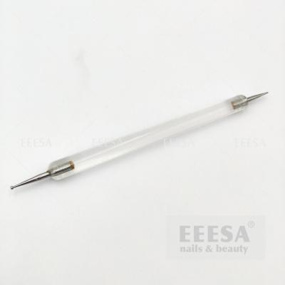 China Clear Plastic Acrylic Diy Twin Head Selicon Finger Nail Dot Dotting Needle Tool for sale