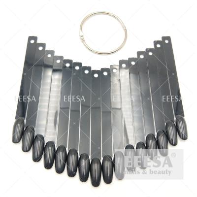 China Black Fan Desing False Nails Round Art Tips Stick Display Practice Nail Tip for sale