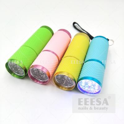 China Green Pink Yellow Blue Mini Nail Lamp Uv 9W Flashlight For Nails Curing for sale