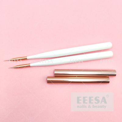 China 3mm 5mm Length Rose Gold Ferrule Lid White Wood Fine Nail Art Gel Liner Brush for sale