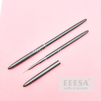 China Grey Aluminum Handle 9mm Length Wholesale Custom Logo Nylon Nail Art Pen Brush for sale