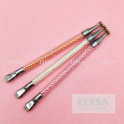 China 2 Sides White Pink Pear Handle For Nail Art Flower Magnet Cat Eye Magnetic Stick for sale