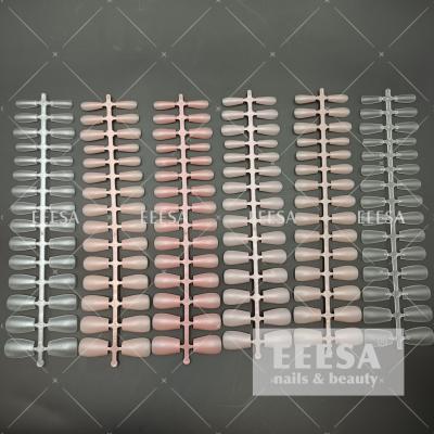 China 6 Colors Matte Clear Pink 15 Sizes Wide Short Press On Coffins Nail Tips for sale