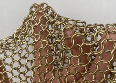 China Gold Color Metal Stainless Steel Ring Mesh Fabric Chainmail Curtain 304ss for sale