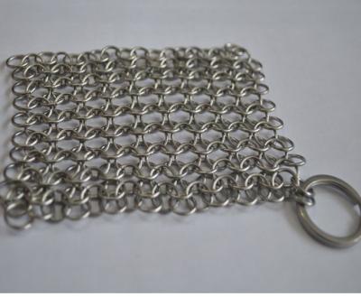 China Round Stainless Steel Ring Mesh / Chainmail Scrubber For Cleaning Kitchenware for sale