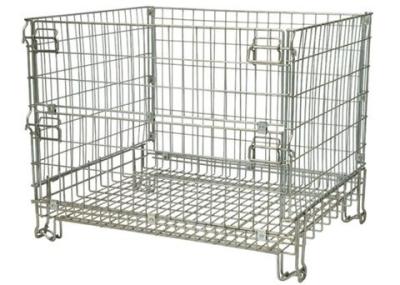 China Stackable Collapsible Metal Storage Wire Mesh Warehouse Steel Basket for sale