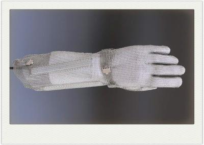 China 316L Plus Long Section Stainless Steel Mesh Safety Gloves With Nylon Belt For Slaughter for sale