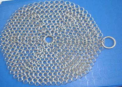 China Polished 304 Wire Stainless Steel Chainmail Scrubber For Pie Pan Round Shape for sale