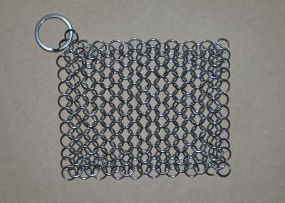 China Rectangular Chainmail Cast Iron Pan Scrubber Stainless Steel Wire Scrubber for sale