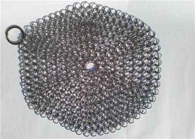 China 7 Inch Stainless Steel Chainmail Scrubber For Cookware Cleaning , Round Shape for sale