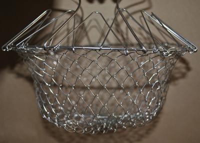 China Collapsible Deep Fryer Stainless Steel Mesh Basket , Wire Mesh Fry Basket for sale
