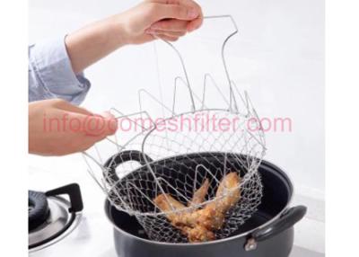 China Enjoy Cooking Mesh Basket Strainer Net Kitchen Cooking Tool For Fda for sale