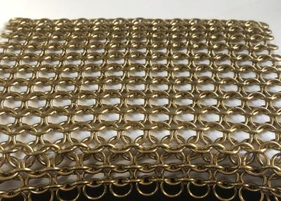 China Gold Stainless Steel Ring Decorative Wire Mesh / Chain Link Mesh For Curtain for sale
