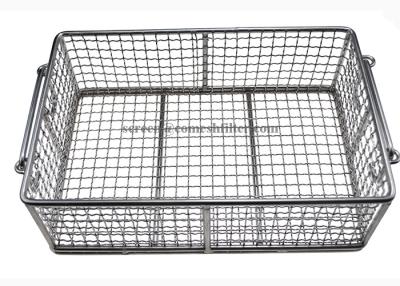 China Healthy Rectangle Polished Metal Wire Basket With Movable Handles for sale