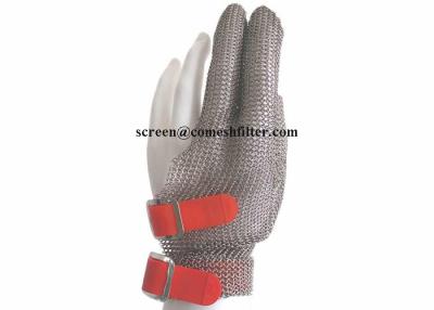 China Tres guantes del acero inoxidable del carnicero de los fingeres 304L con la correa del gancho en venta