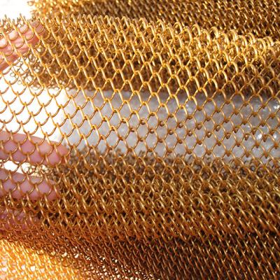 China Gold Stainless Steel Diamond Shape Decorative Metal Mesh For Curtain Or Decoration for sale