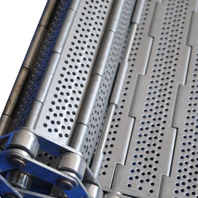 China Stainless Steel Perforated 2mm Plate Link Conveyor Belt for sale